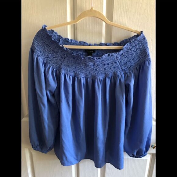 Ann Taylor Blouse smocked off the shoulder blouse - Picture 1 of 4